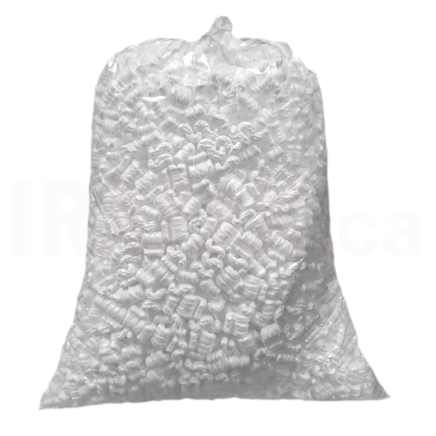 A large 3 cubic feet bag of white static-free foam packing peanuts for commercial shipping and packaging protection.