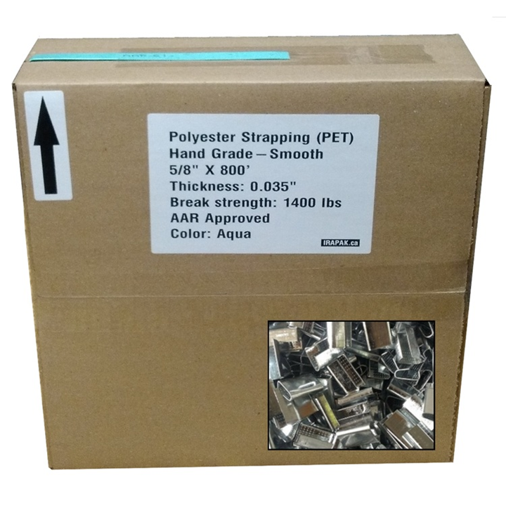 5/8" x 800' Polyester Strapping + 200 Metal Seals