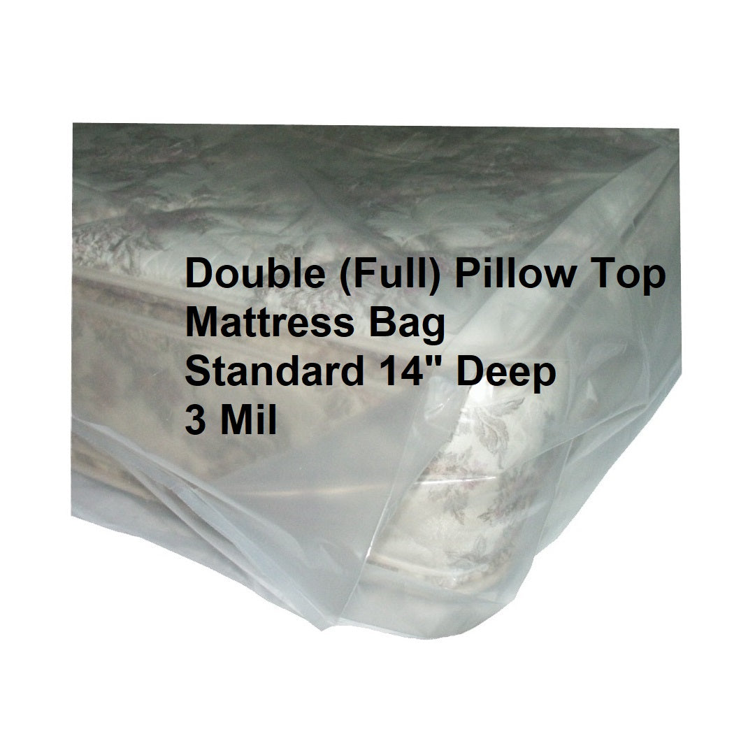 Pillow-top mattress cover bag for standard double (full) beds up to 14 inches thick, 3 mil plastic for maximum protection against dirt, dust, and moisture