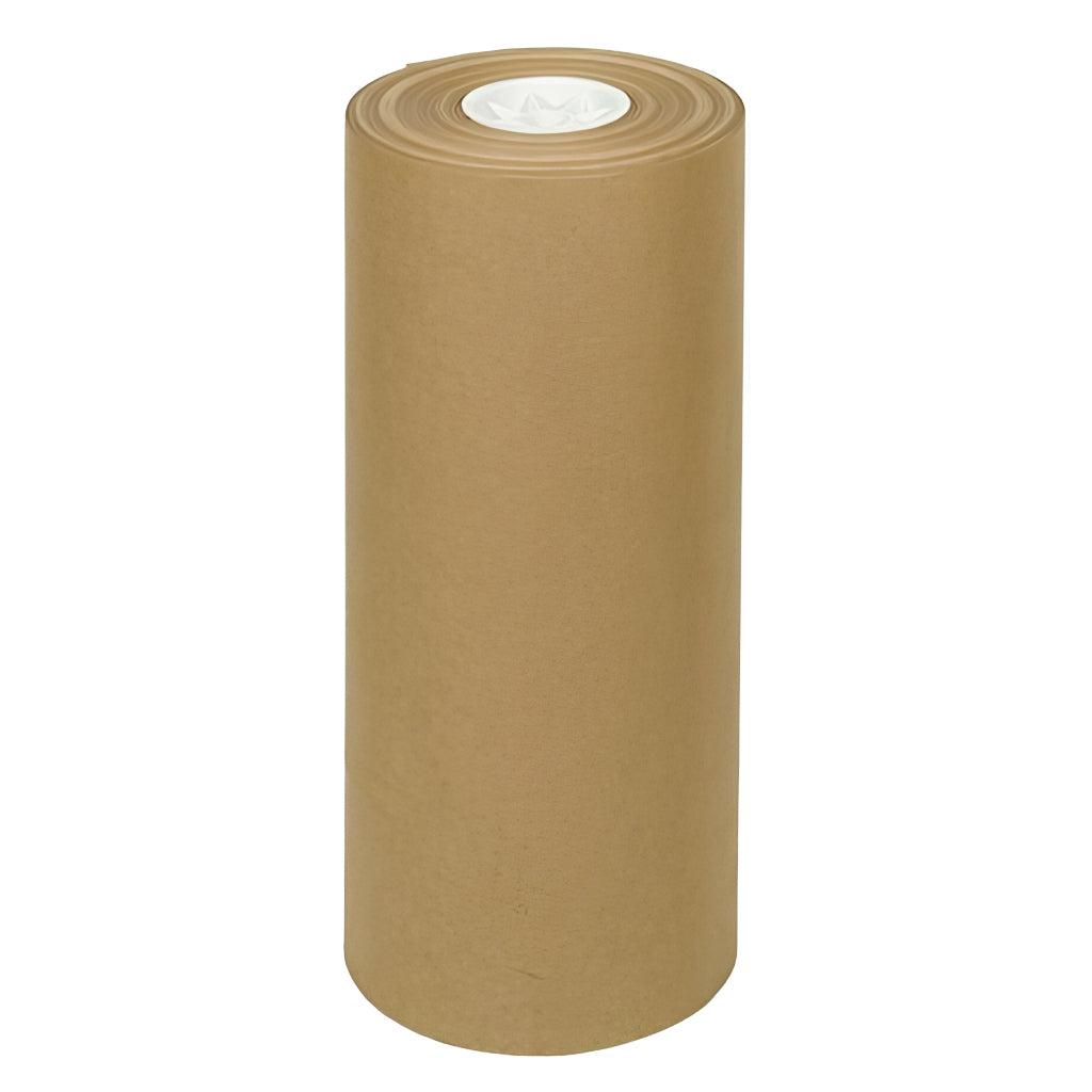 24 inch wide DD40 recycled kraft paper roll with a 7.5 inch outer diameter for packing and void fill.