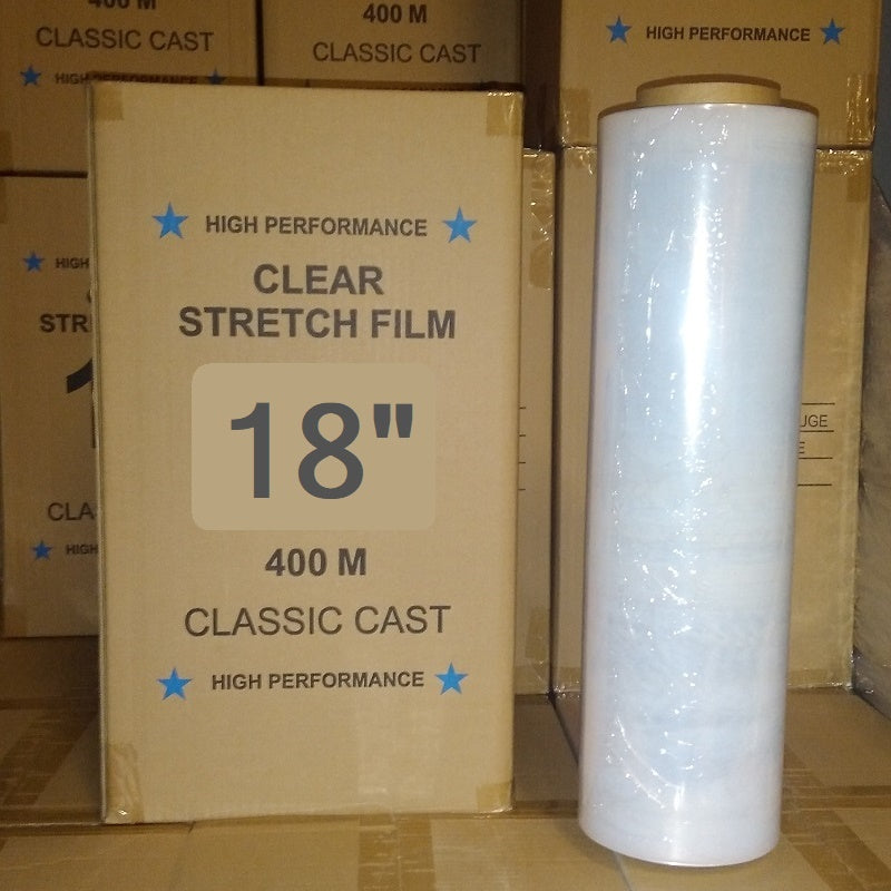 18 inch 80GA clear stretch film for wrapping pallets for safe and secure shipping