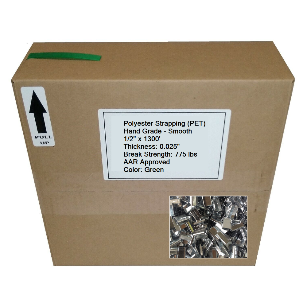 1/2" x 1300' Polyester Strapping + 200 Metal Seals