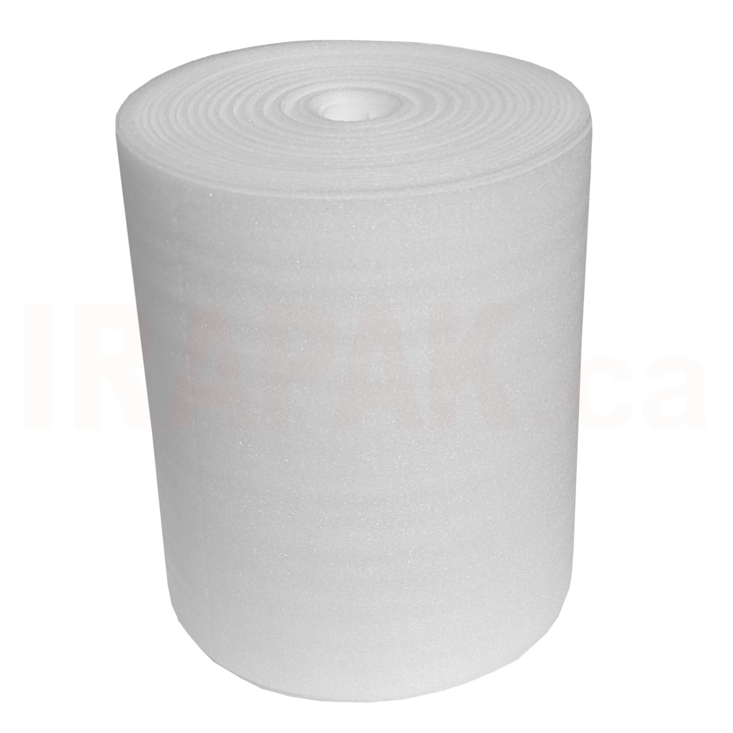 12 inch by 120 feet roll of 1/16 inch polyethylene foam cushioning wrap for packing, shipping, and storage.
