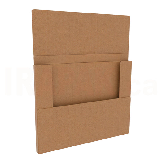 11.125x8.625x0.5 Kraft easy-fold mailer, slim brown corrugated mailing box for literature and catalogs.