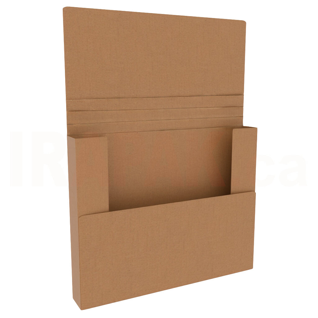 Kraft easy-fold mailer 20x16x2, adjustable depth 0.5-2 inch large brown corrugated shipping box for art.
