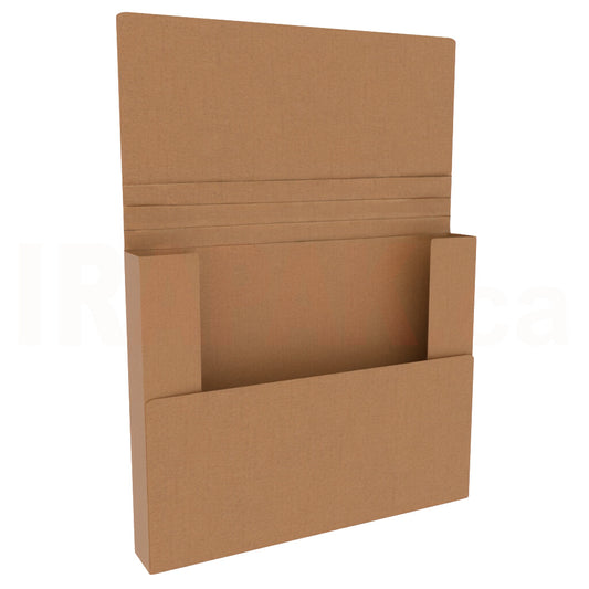 Kraft easy-fold mailer 20x16x2, adjustable depth 0.5-2 inch large brown corrugated shipping box for art.