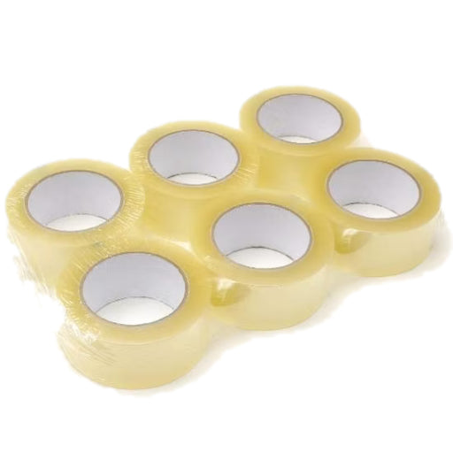 All purpose box sealing tape for moving and office use. 2" clear acrylic tape.