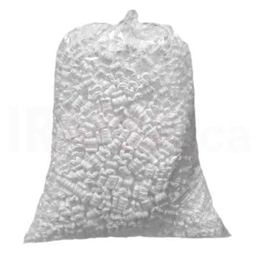 A large 3 cubic feet bag of white static-free foam packing peanuts for commercial shipping and packaging protection.
