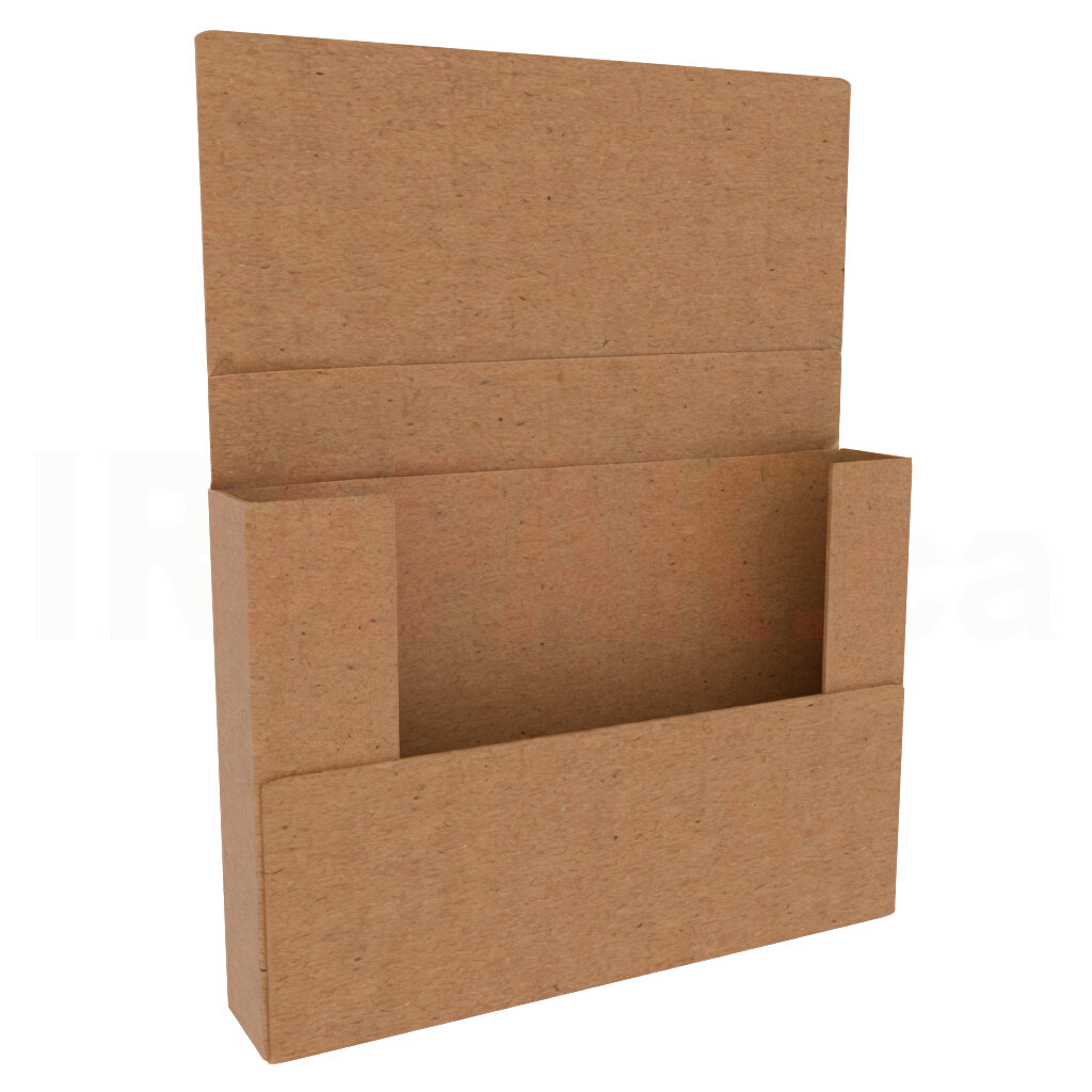 Kraft easy-fold mailer 6.75x4.75x0.875 inch, brown overlap corrugated box for small media shipping.
