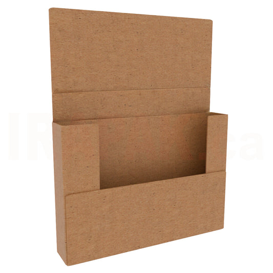 Kraft easy-fold mailer 6.75x4.75x0.875 inch, brown overlap corrugated box for small media shipping.