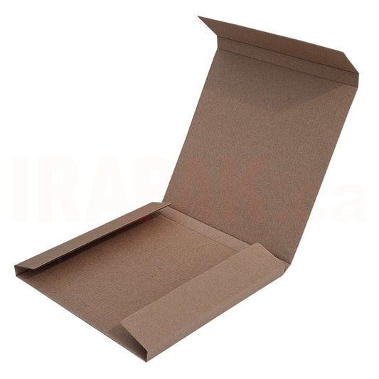 Kraft ECT32 corrugated mailer designed to hold one to six 7-inch vinyl records securely for shipping.