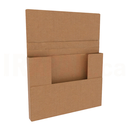 9x6.5 Kraft easy-fold mailer, adjustable 0.5 to 1.25 inch multi-depth brown shipping box for flat items.