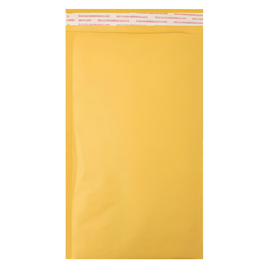 Small 4x8 yellow kraft padded envelope size 000 for mailing jewelry and sports cards.