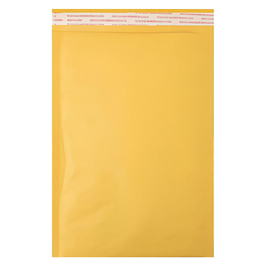 Yellow size 0 padded shipping bags 6.5x10 dimensions holding standard video games and cell phone cases.